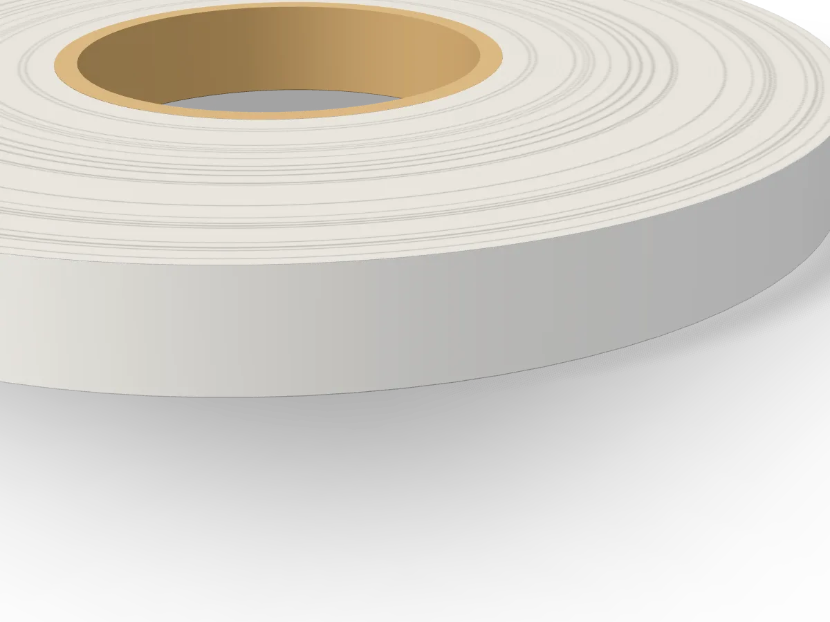 Iron-On White Melamine Edging 22mm x 50m, close-up of the edge