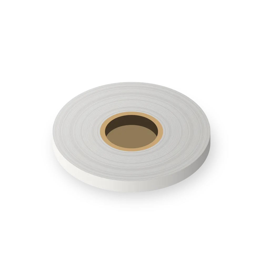Iron-On White Melamine Edging 22mm x 50m, surface close-up