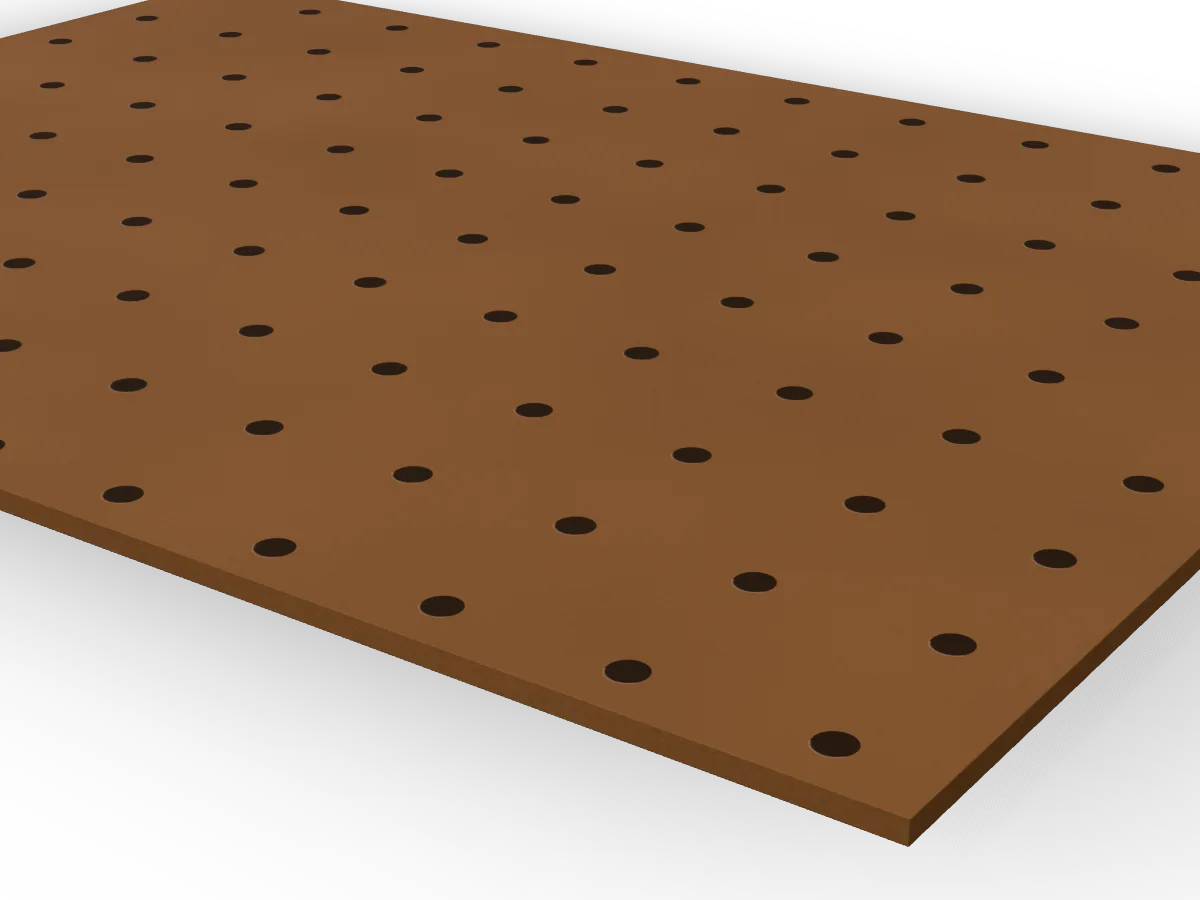 3.2mm Pegboard 2440 x 1220mm, close-up of the edge