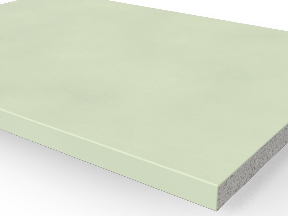 12.5mm Moisture Resistant Plasterboard 2400 x 1200mm, close-up of the edge