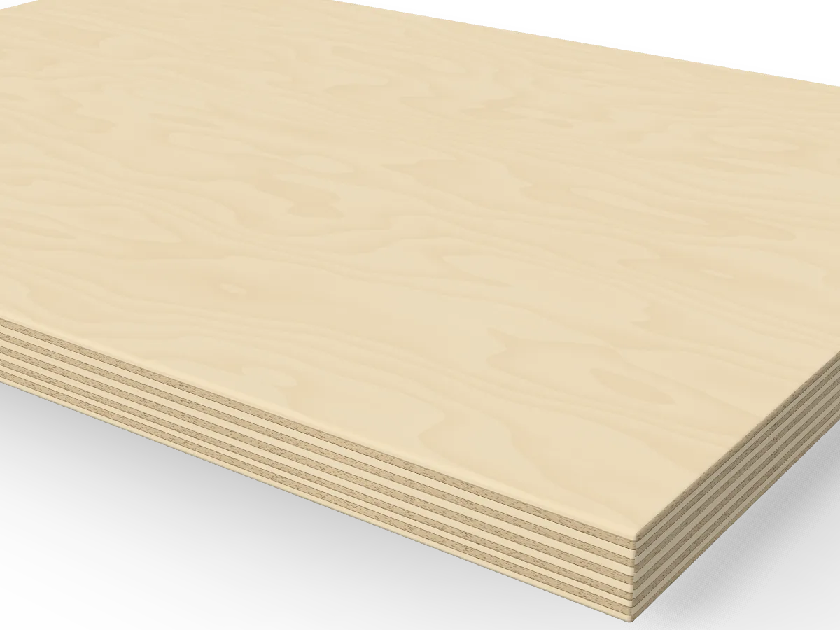 15mm Birch Plywood B/BB 1525 x 1525mm, close-up of the edge