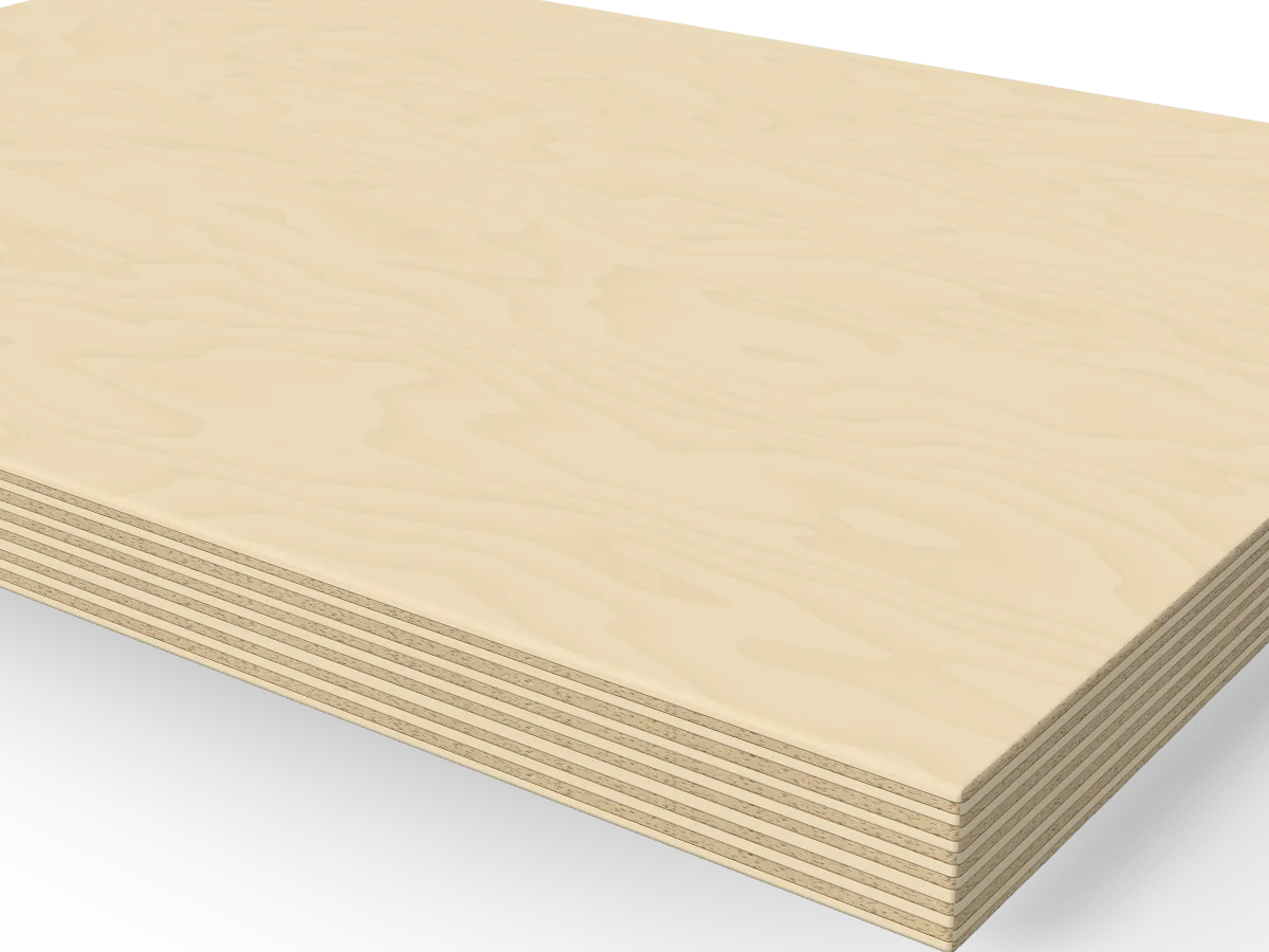 18mm Birch Plywood BB/BB 2440 x 1220mm, close-up of the edge