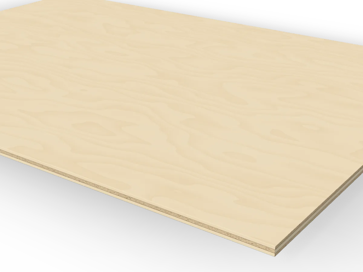 4mm Birch Plywood B/BB 2440 x 1220mm, close-up of the edge