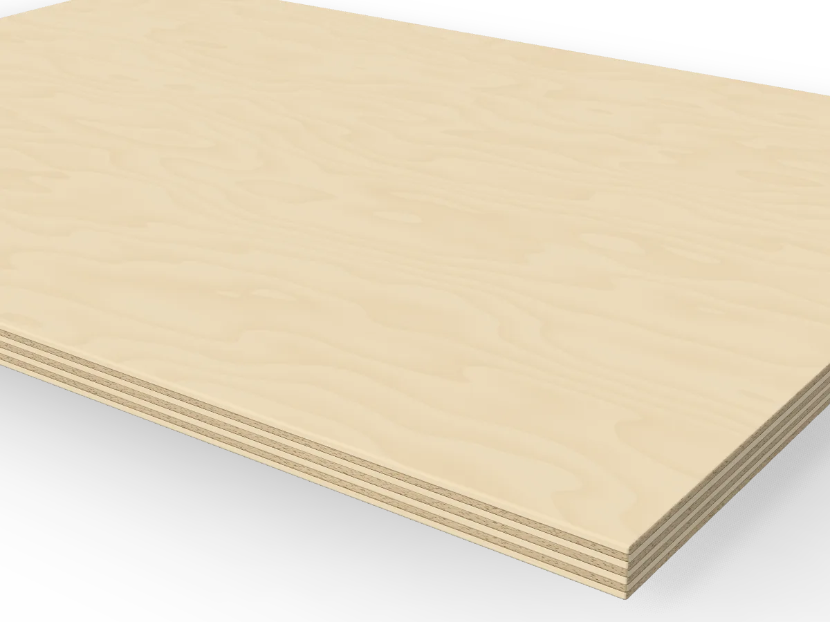 9mm Birch Plywood BB/BB 2440 x 1220mm, close-up of the edge
