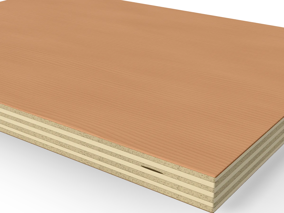 18mm Eucalyptus Faced Poplar Plywood B/BB 2440 x 1220mm, close-up of the edge