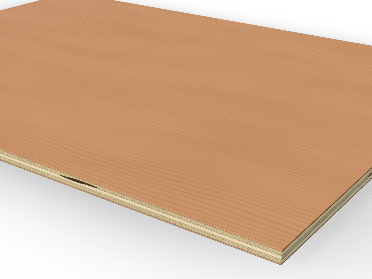 5.5mm Eucalyptus Faced Poplar Plywood B/BB 2440 x 1220mm, close-up of the edge