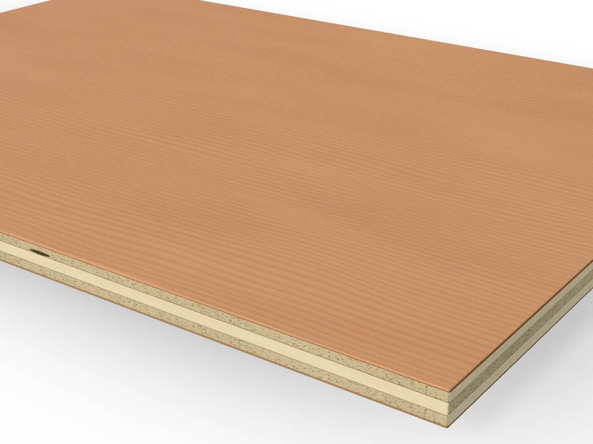9mm Eucalyptus Faced Poplar Plywood B/BB 2440 x 1220mm, close-up of the edge