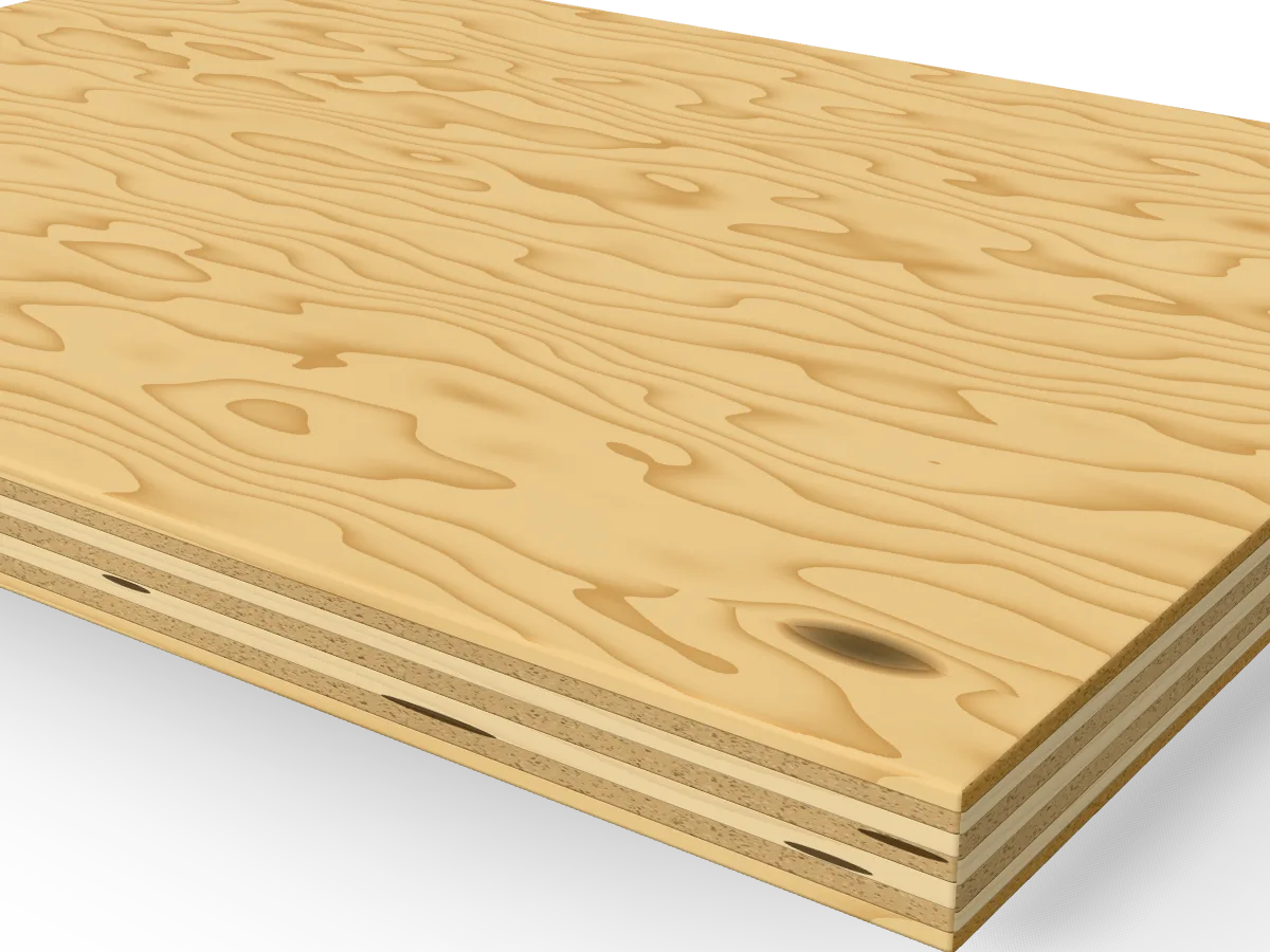 18mm Structural Softwood Plywood C+/C 2440 x 1220mm, close-up of the edge