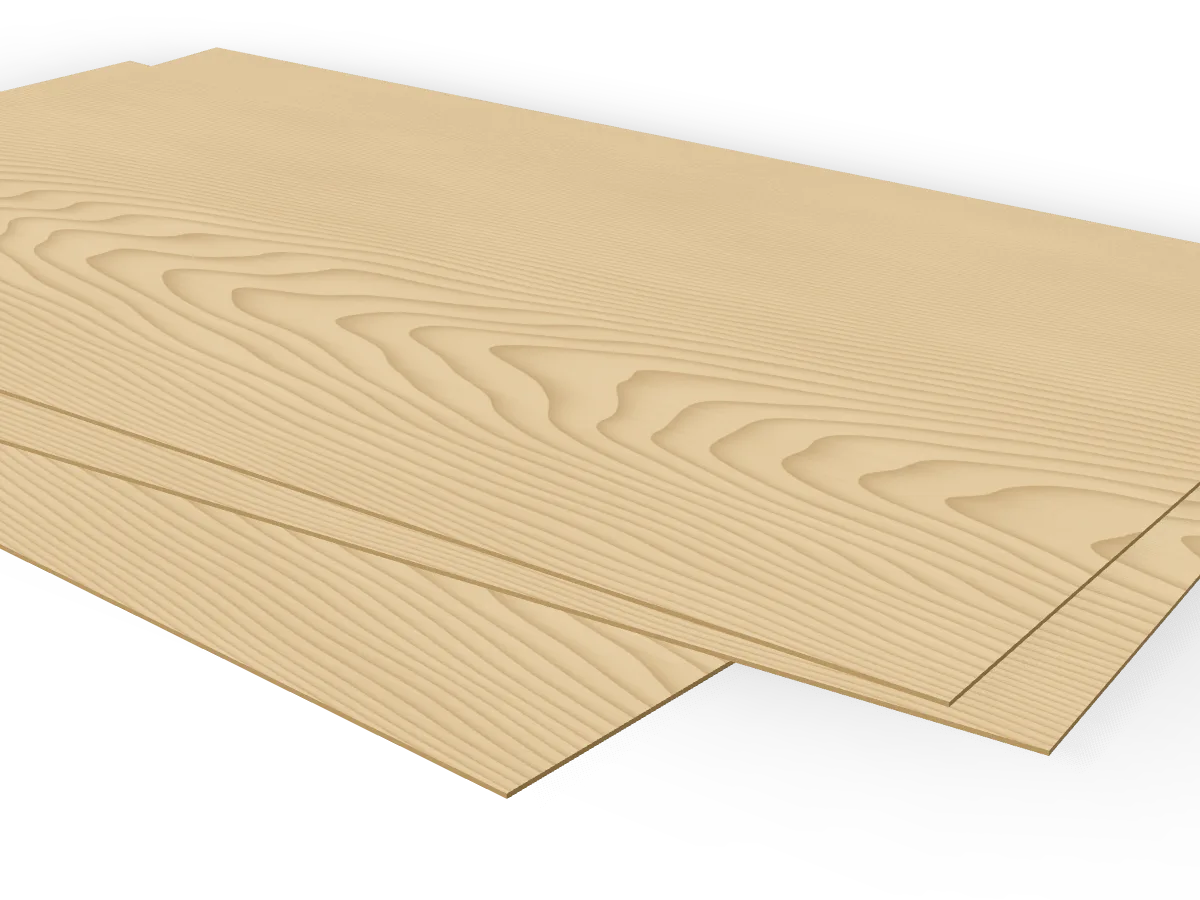 0.6mm Ash Veneer Sheet, Crown Cut 2500 x 1250mm, close-up of the edge